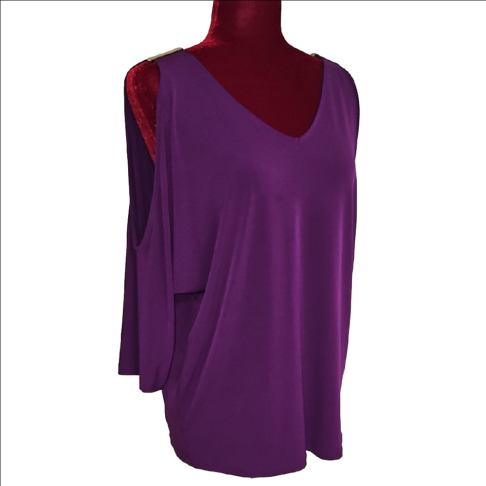 INC Cold Shoulder Top In Magenta Size Large